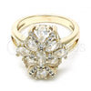 Oro Laminado Multi Stone Ring, Gold Filled Style with White Cubic Zirconia, Polished, Golden Finish, 01.210.0099.07 (Size 7)