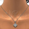 Sterling Silver Earring and Pendant Adult Set, with White Cubic Zirconia and White Crystal, Polished, Rhodium Finish, 10.286.0008