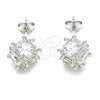 Sterling Silver Stud Earring, with White Cubic Zirconia, Polished, Rhodium Finish, 02.367.0022