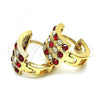 Oro Laminado Huggie Hoop, Gold Filled Style with Garnet and White Cubic Zirconia, Polished, Golden Finish, 02.94.0102.1.12