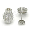 Sterling Silver Stud Earring, with White Cubic Zirconia, Polished, Rhodium Finish, 02.285.0093