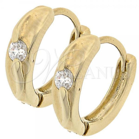 Oro Laminado Huggie Hoop, Gold Filled Style with White Cubic Zirconia, Polished, Golden Finish, 5.130.007