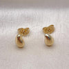 Oro Laminado Stud Earring, Gold Filled Style Chunky Design, Polished, Golden Finish, 02.195.0266