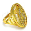 Oro Laminado Multi Stone Ring, Gold Filled Style with White Crystal, Polished, Golden Finish, 01.118.0027.09 (Size 9)