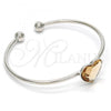 Rhodium Plated Individual Bangle, Heart Design, with Light Silk Swarovski Crystals, Polished, Rhodium Finish, 07.239.0013.6 (02 MM Thickness, One size fits all)