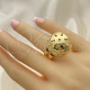 Oro Laminado Elegant Ring, Gold Filled Style Ball and Disco Design, Polished, Golden Finish, 01.383.0004