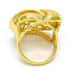 Oro Laminado Multi Stone Ring, Gold Filled Style Greek Key Design, with White Crystal, Polished, Golden Finish, 01.241.0029.09 (Size 9)