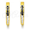 Stainless Steel Huggie Hoop, with Black and White Crystal, Polished, Golden Finish, 02.216.0048.20