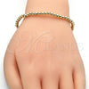 Oro Laminado Fancy Bracelet, Gold Filled Style Expandable Bead Design, Polished, Golden Finish, 03.207.0081.07