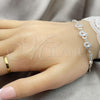 Sterling Silver Fancy Bracelet, Heart Design, with White Cubic Zirconia, Polished, Silver Finish, 03.400.0008.07