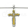 Stainless Steel Pendant Necklace, Cross Design, Polished, Two Tone, 04.116.0024.30