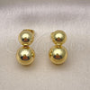 Oro Laminado Stud Earring, Gold Filled Style Chunky and Hollow Design, Polished, Golden Finish, 02.341.0209