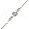 Sterling Silver Fancy Bracelet, Infinite Design, with Sapphire Blue and White Micro Pave, Polished, Rhodium Finish, 03.286.0028.07