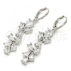 Rhodium Plated Long Earring, Teardrop Design, with White Cubic Zirconia, Polished, Rhodium Finish, 02.217.0013.2