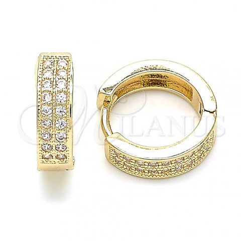 Oro Laminado Huggie Hoop, Gold Filled Style with White Cubic Zirconia, Polished, Golden Finish, 02.195.0104.15