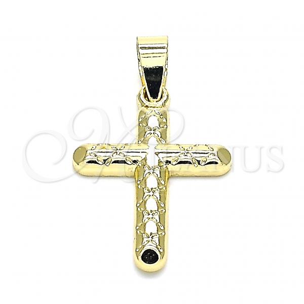 Oro Laminado Religious Pendant, Gold Filled Style Cross Design, Polished, Golden Finish, 05.213.0091