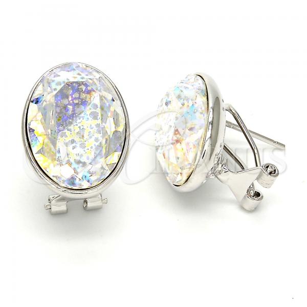 Rhodium Plated Stud Earring, with White Platina Swarovski Crystals, Polished, Rhodium Finish, 02.239.0015.11