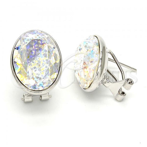 Rhodium Plated Stud Earring, with White Platina Swarovski Crystals, Polished, Rhodium Finish, 02.239.0015.11