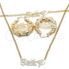 Oro Laminado Necklace, Bracelet and Earring, Gold Filled Style Polished, Golden Finish, 06.63.0242