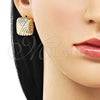 Oro Laminado Stud Earring, Gold Filled Style Chunky Design, Polished, Golden Finish, 02.163.0346