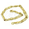 Oro Laminado Fancy Anklet, Gold Filled Style Turtle Design, Polished, Golden Finish, 03.213.0030.10