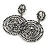 Rhodium Plated Long Earring, with Black Crystal, Black Enamel Finish, Rhodium Finish, 02.268.0036.1