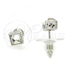 Rhodium Plated Stud Earring, with White Crystal, Polished, Rhodium Finish, 02.26.0266