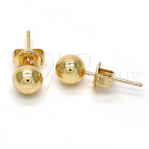 Oro Laminado Stud Earring, Gold Filled Style Ball Design, Polished, Golden Finish, 5.128.010