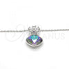 Rhodium Plated Pendant Necklace, Flower Design, with Crystal Swarovski Crystals and White Micro Pave, Polished, Rhodium Finish, 04.239.0020.2.16