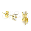 Oro Laminado Stud Earring, Gold Filled Style with White Cubic Zirconia, Polished, Golden Finish, 5.128.017