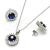 Sterling Silver Earring and Pendant Adult Set, with Sapphire Blue and White Cubic Zirconia, Polished, Rhodium Finish, 10.286.0024.1