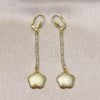 Oro Laminado Long Earring, Gold Filled Style Flower Design, with  Cubic Zirconia, Golden Finish, 5.101.003