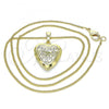 Oro Laminado Pendant Necklace, Gold Filled Style Heart Design, Polished, Golden Finish, 04.117.0028.20