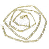 Oro Laminado Basic Necklace, Gold Filled Style Figaro Design, Diamond Cutting Finish, Golden Finish, 04.213.0246.22
