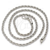 Rhodium Plated Basic Necklace, Rope Design, Polished, Rhodium Finish, 5.222.035.1.16