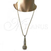 Oro Laminado Pendant Necklace, Gold Filled Style with White Crystal, Polished, Golden Finish, 04.242.0063.30