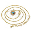 Oro Laminado Pendant Necklace, Gold Filled Style Star Design, with Blue Topaz Opal and White Micro Pave, Polished, Golden Finish, 04.63.1325.2.18