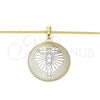 Oro Laminado Pendant Necklace, Gold Filled Style Crucifix Design, Polished, Tricolor, 04.106.0064.20