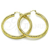 Oro Laminado Large Hoop, Gold Filled Style Hollow Design, Diamond Cutting Finish, Golden Finish, 02.170.0312.60