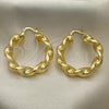 Oro Laminado Medium Hoop, Gold Filled Style and Greek Key Diamond Cutting Finish, Golden Finish, 5.151.007.40