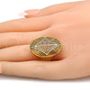 Oro Laminado Multi Stone Ring, Gold Filled Style with White Cubic Zirconia, Polished, Golden Finish, 01.118.0051.07 (Size 7)