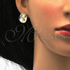 Oro Laminado Earring and Pendant Adult Set, Gold Filled Style with White Crystal, Polished, Golden Finish, 10.160.0091