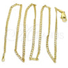 Oro Laminado Basic Necklace, Gold Filled Style Curb Design, Polished, Golden Finish, 5.222.008.22