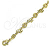 Oro Laminado Fancy Bracelet, Gold Filled Style Elephant and Paperclip Design, Polished, Golden Finish, 03.326.0025.07