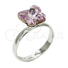 Rhodium Plated Multi Stone Ring, Butterfly Design, with Rosaline Swarovski Crystals, Polished, Rhodium Finish, 01.239.0007.5 (One size fits all)