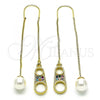 Oro Laminado Threader Earring, Gold Filled Style with Multicolor Micro Pave, Polished, Golden Finish, 02.210.0809.1