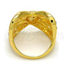 Oro Laminado Multi Stone Ring, Gold Filled Style with White Crystal, Polished, Golden Finish, 01.241.0037.09 (Size 9)