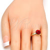 Oro Laminado Multi Stone Ring, Gold Filled Style with Light Siam Swarovski Crystals, Polished, Golden Finish, 01.239.0009.8 (One size fits all)