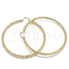 Oro Laminado Extra Large Hoop, Gold Filled Style Hollow Design, Diamond Cutting Finish, Golden Finish, 02.170.0313.90