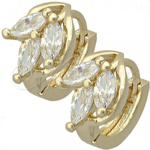 Oro Laminado Huggie Hoop, Gold Filled Style with White Cubic Zirconia, Polished, Golden Finish, 5.130.027.1